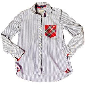 Vineyard Vines Patches Pin striped Buttoned Down Shirt Size 4 A10